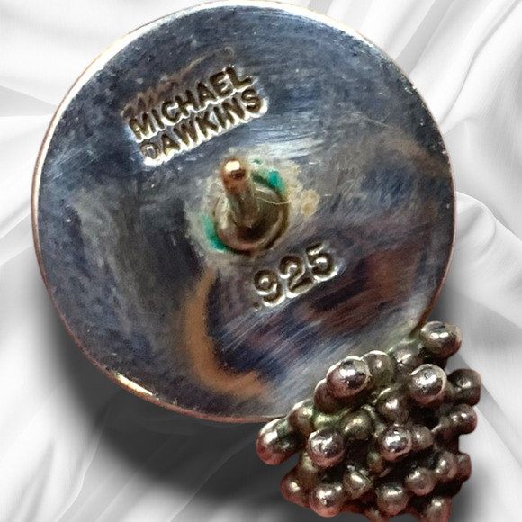 Michael Dawkins Earrings Modernist Sterling Silver 925 Pierced Mother of Pearl - Picture 3 of 6